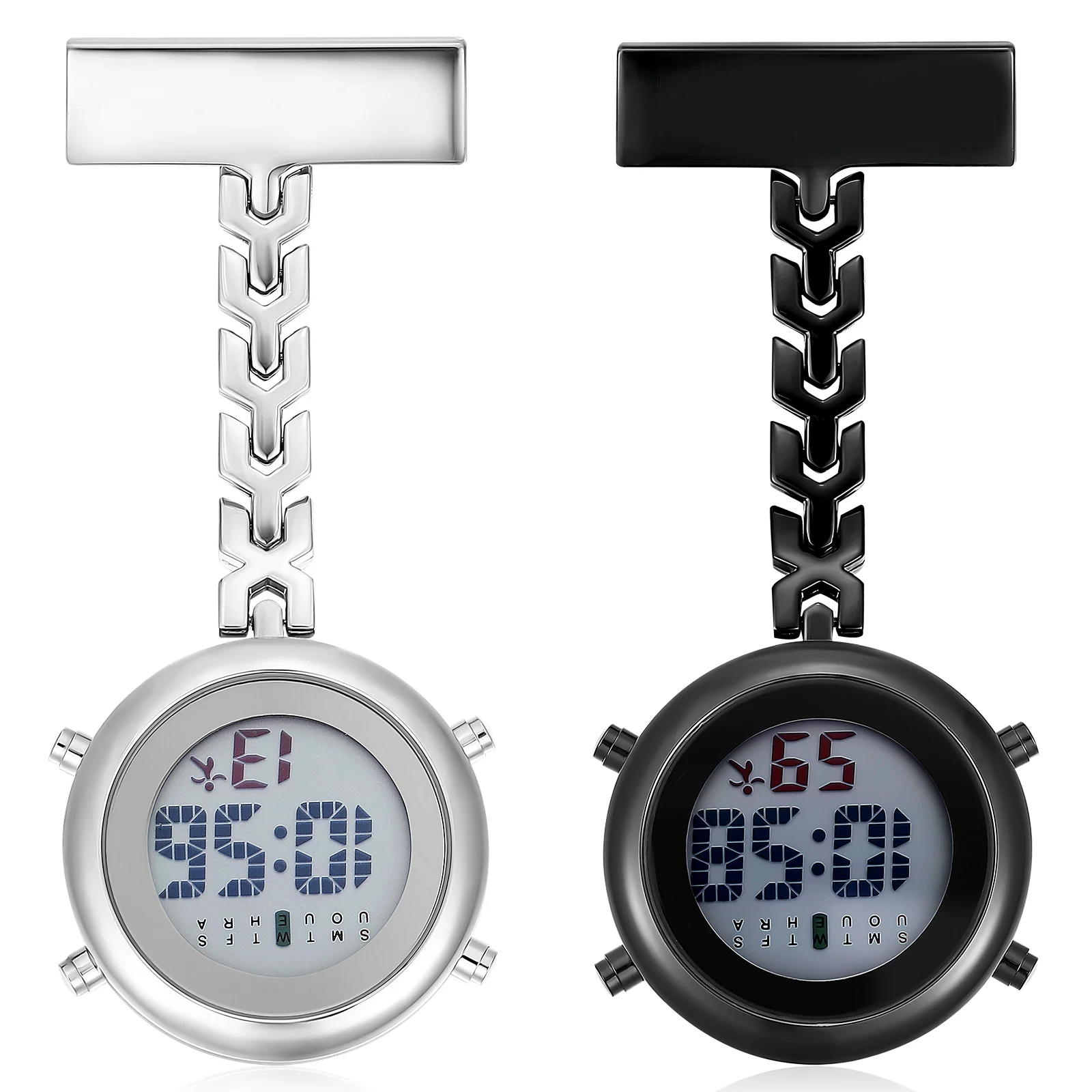 2 Pcs Nurse Table Brooch Pocket Watch Miss Watches Gold Stainless Steel Women for Doctor