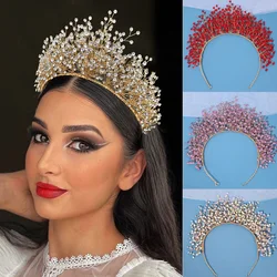 Luxury Wedding Crystal Headband Queen Crowns Tiaras Women Cubic Zirconia Headwear Bridal Diadem Hair Jewelry Accessories