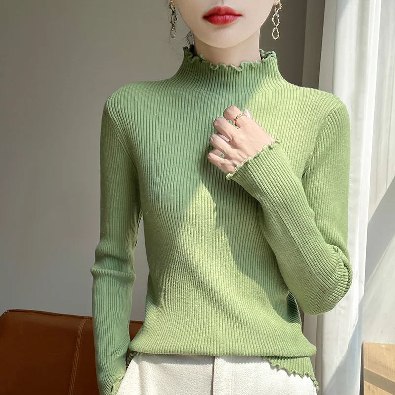 

2024 Autumn/Winter High Turtleneck Cashmere Sweater Women Knitted Sweater Loose Fashion Cashmere Sweater Women