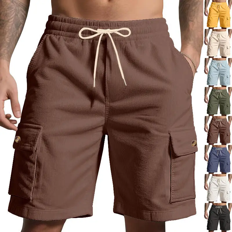 

American Style Outdoor Summer Men's Heavyweight Loose Casual Sports Corduroy Workwear Five-Quarter Shorts