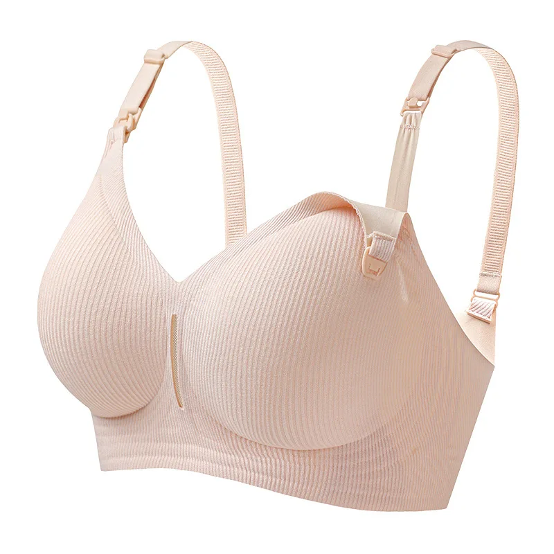 

Бюстгальтер для кормления беременных, бесшовные беспроводные регулируемые бретели спереди, двойная пряжка, дышащий, удобный, мягкий, для грудного вскармливания