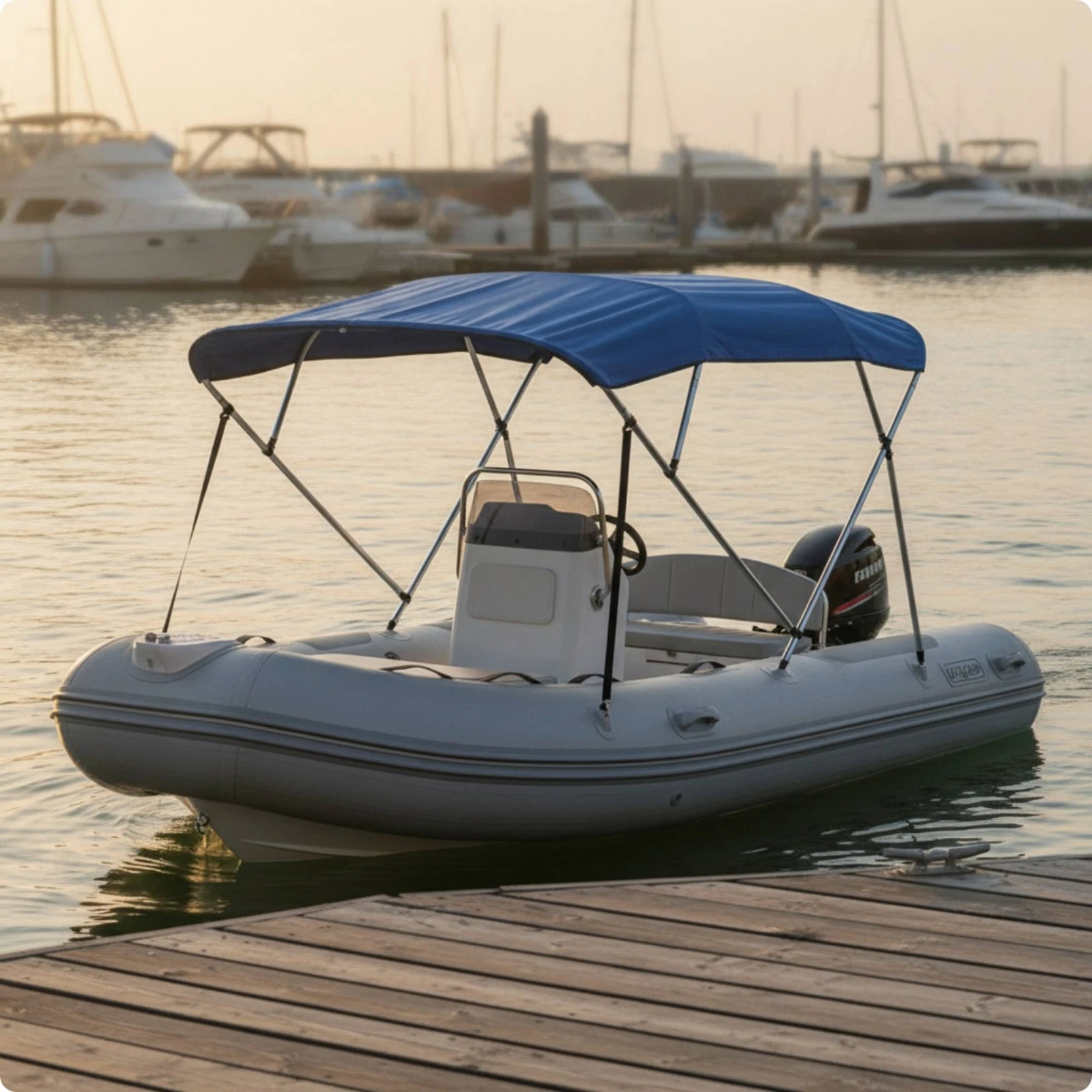 Bimini Top with Straps Compact Boat Canopy with Metal Frame Bimini Top Marine-Grade Sunshade Sleek for Boaters, Speedboats