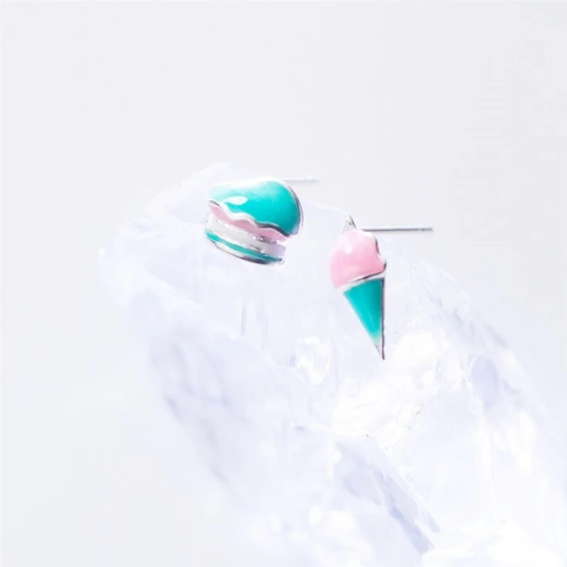 

Sole Memory Summer Cool Cake Ice Cream Cute Romantic 925 Sterling Silver Fine Female Stud Earrings EA541