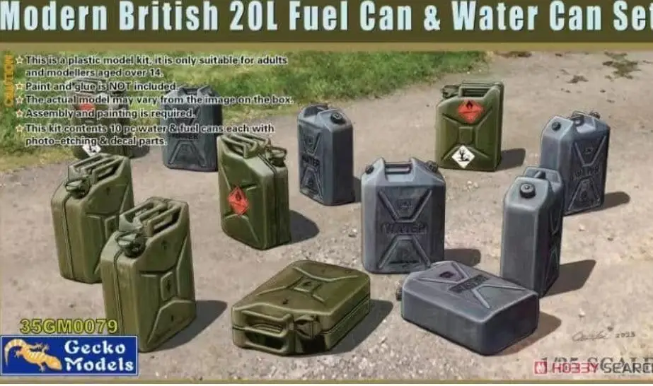 Gecko Models 35GM0079 1/35 ScaleModern British 20L Fuel Can & Water Can Set