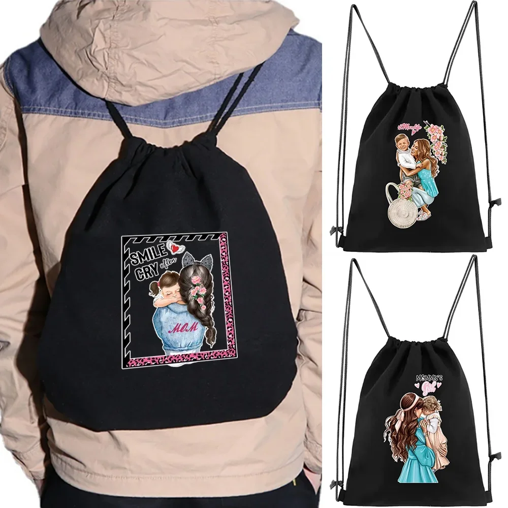 Gym Drawstring Backpack Women Travel Shopping Package Fashion Casual   Backpack School Bags Canvas Portable Outdoor Beach Bag