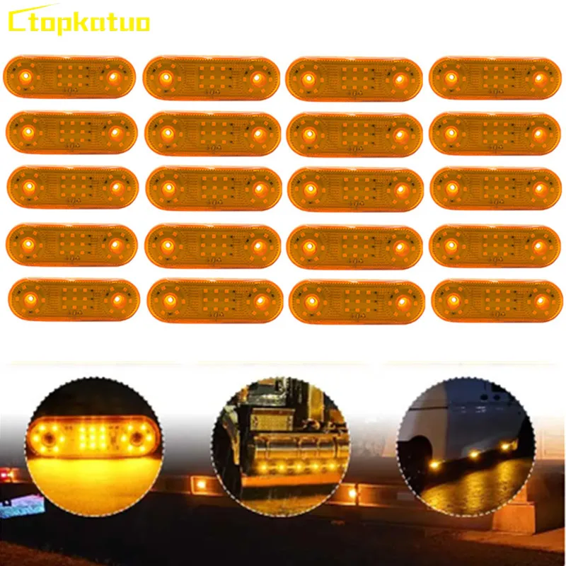 

20PCS Amber/Red/White LED Side Marker Lights Truck Trailer 12V Turn Signal Lights 24V Oval Side Clearance Light for Car Camper