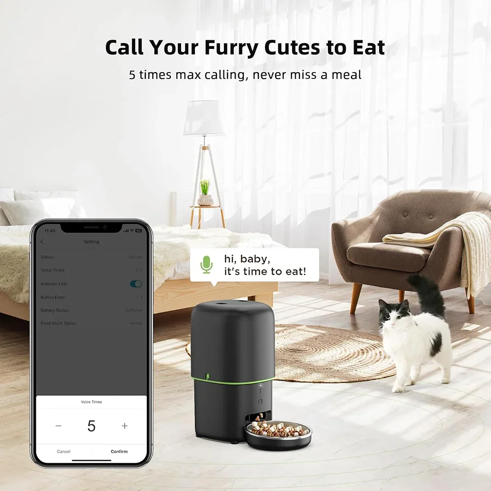 Furpipi Smart Cat Feeder with 5G WiFi, Tuya App Control, Automatic Feeding, 4L Large Capacity, cat bowl