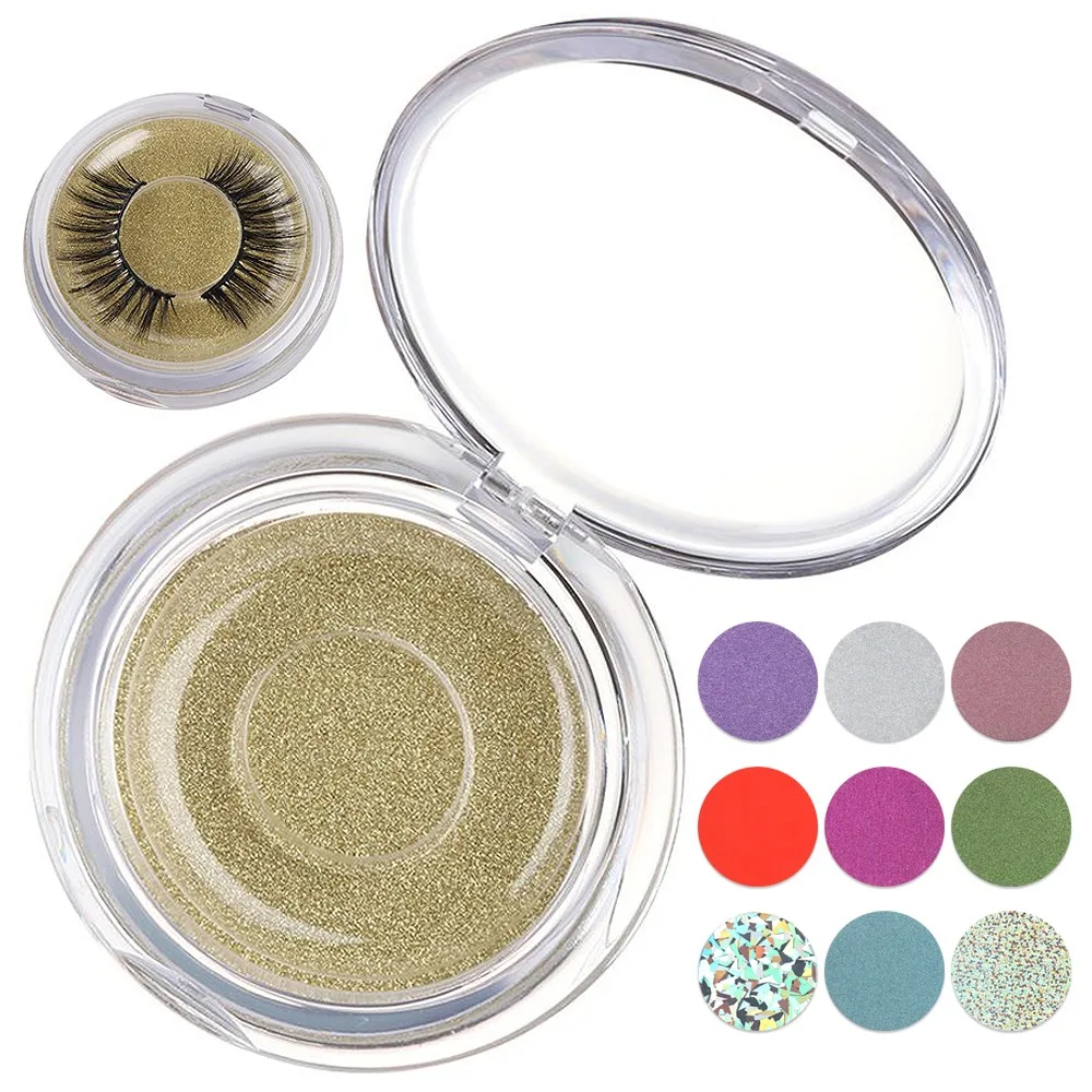 New Round False Eyelashes Case Lashes Holder Makeup Eye lashes Box Professional Plastic Lashes Mirror Case Women