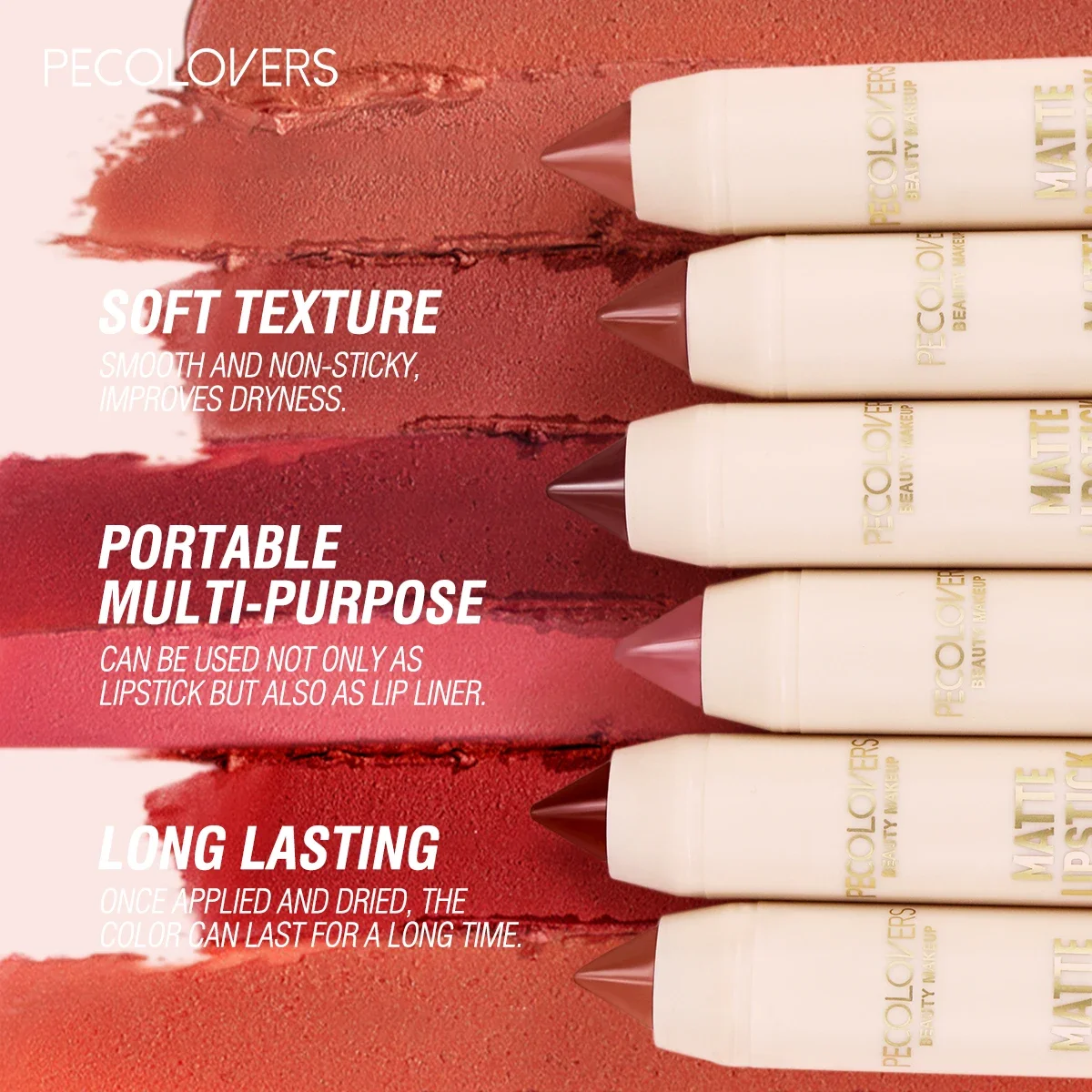 1 unidad duradera, fácil de aplicar, forma de labio tridimensional, alto pigmento, lápiz labial mate, regalo perfecto para niñas