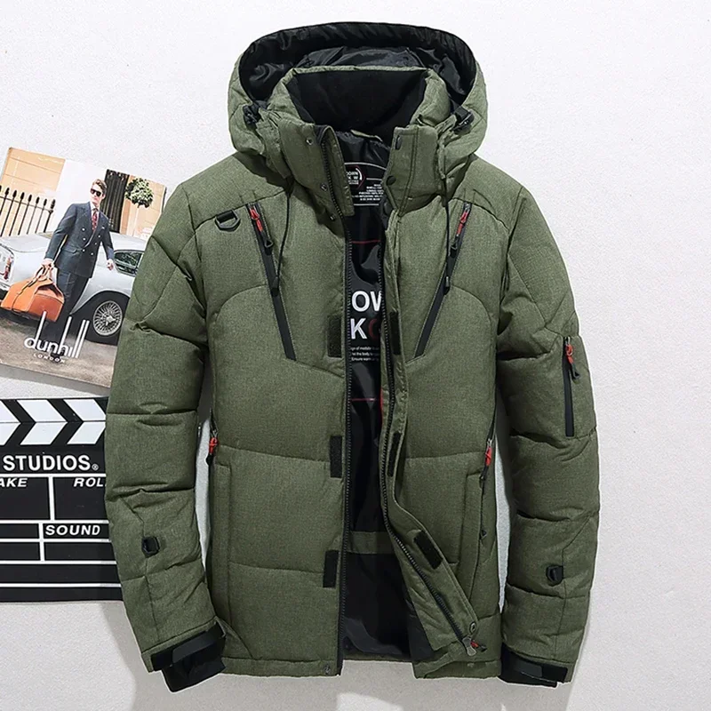 Hooded Thick Puffer Jacket Coat Male White Duck Down Jacket Men Warm Casual High Quality Thermal Winter Parka Men's Overcoat