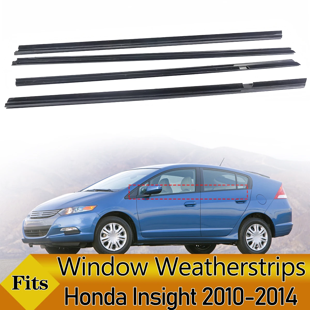 Bande d'étanchéité en caoutchouc pour vitres extérieures de voiture, 4 pièces, bande de pression étanche, garniture de moulage pour Honda Insight 2010 – 2014
