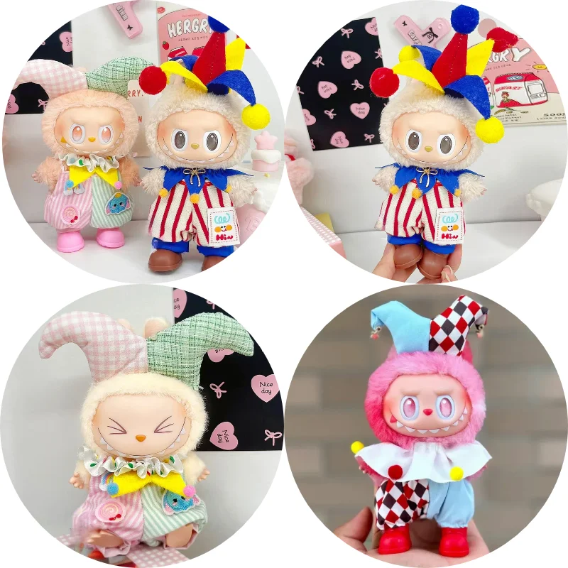 

For V1/V2/V3 Labubu 3.0 Doll Scary Monster Joker Costume Full Jumpsuit Set Devil Halloween Labubu Doll Accessory