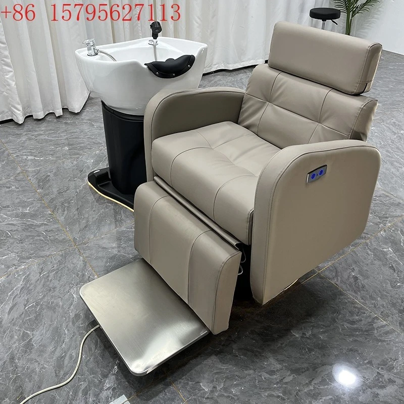 

High-end barber shop multi-functional electric shampoo bed hair salon special semi-full lying shampoo and cutting integrated