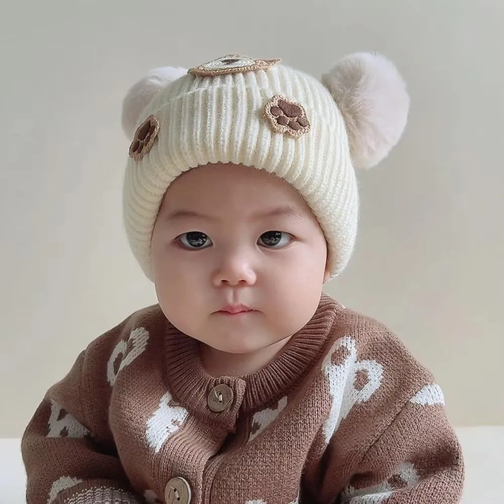 หมวกไหมพรมลายการ์ตูนหมีน่ารัก ป้องกันความหนาวเย็น สำหรับเด็ก หมวกบีนนี่ถักนุ่ม สำหรับเด็กผู้หญิงและเด็กผู้ชาย