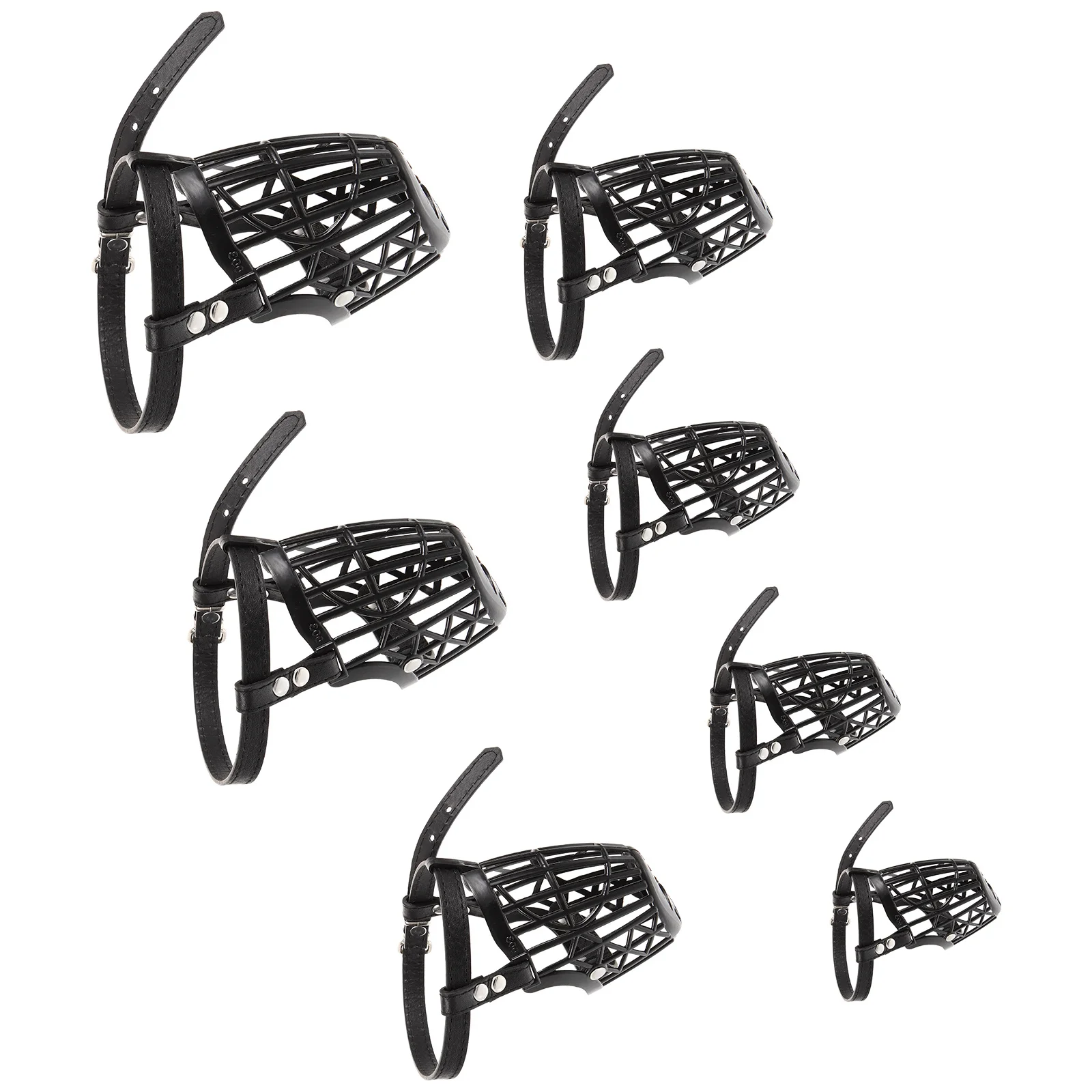 

1Set Dog Muzzle Plastic Basket Breathable Adjustable PU Strap 7 Sizes Anti-Bite Barking Chewing Safety Mask for Pet Dog
