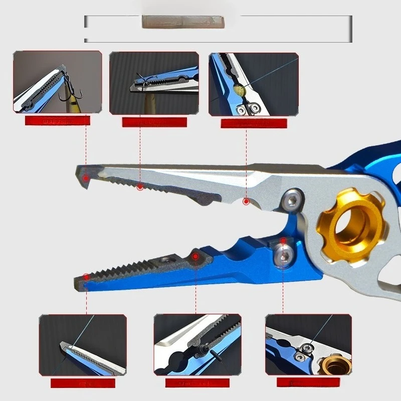 New Aluminum Alloy Multifunctional Fishing Pliers High‑Precision Integrated Line‑Cutting Split‑Ring Tool for Saltwater Use