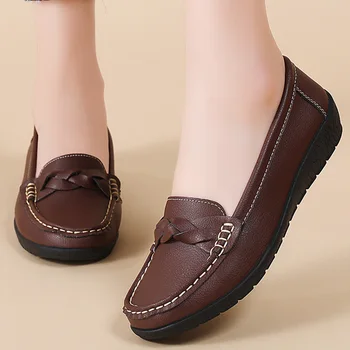 Women Shoes Soft Leather Women's Loafer 2025 New Flats Slip On Casual Shoes Flat Shoes…