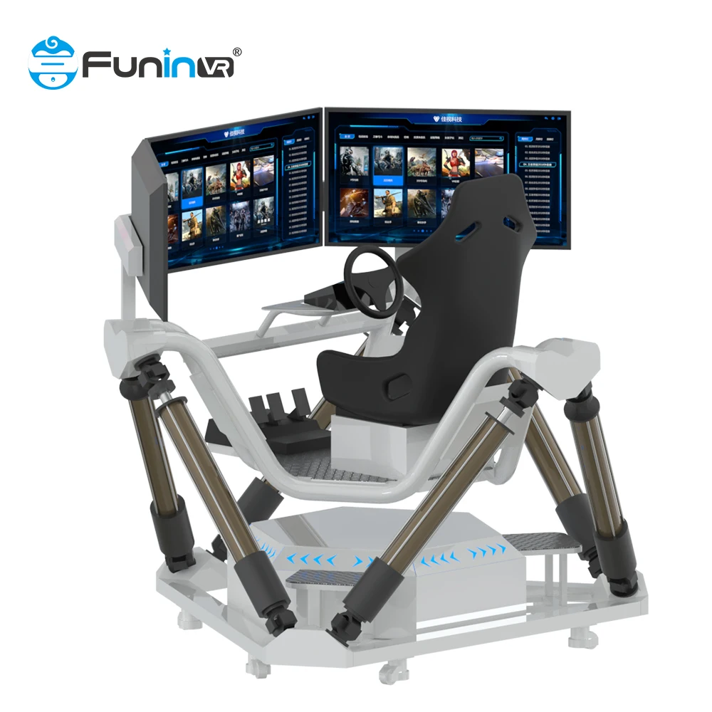 9d Funin Vr Racing Simulator Cockpit Supplier Stand Steering Wheel Gaming Real Theme Park Vr Three Screen Car Racing 3 Screen