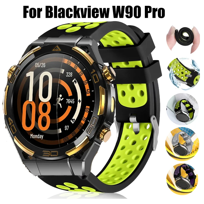 Blackview W90 Pro W10 Pro용 22mm 시계 스트랩 Blackview W80 Pro W60/W70 Pro/W50/W50 Pro/X20 팔찌용 실리콘 코레아 밴드