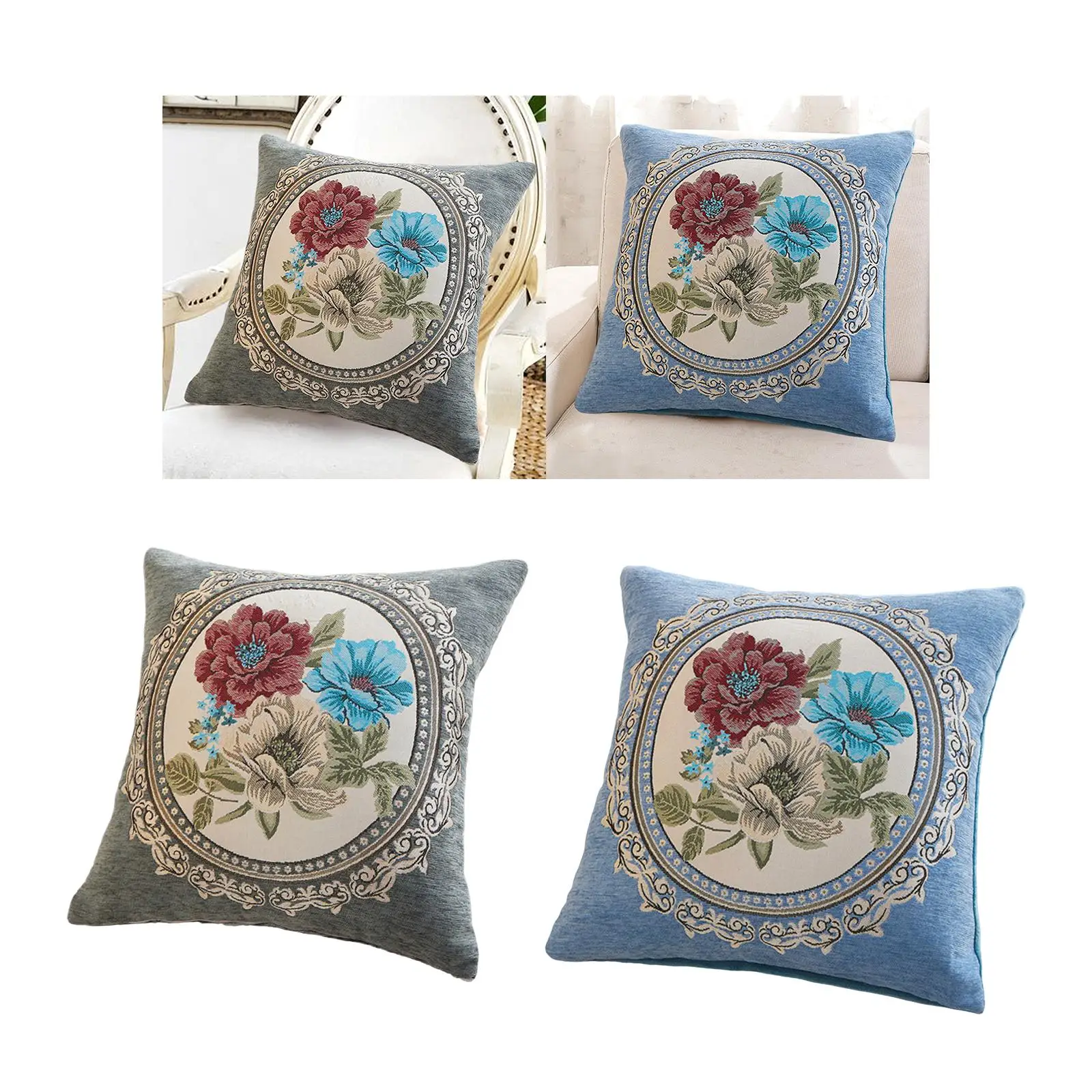 Magnolia Throw Pillow Cover Cushion Cover Square 45Cm Embroidered Pillowcase Decorative Pillow Cover for Living Room Sofa Bed