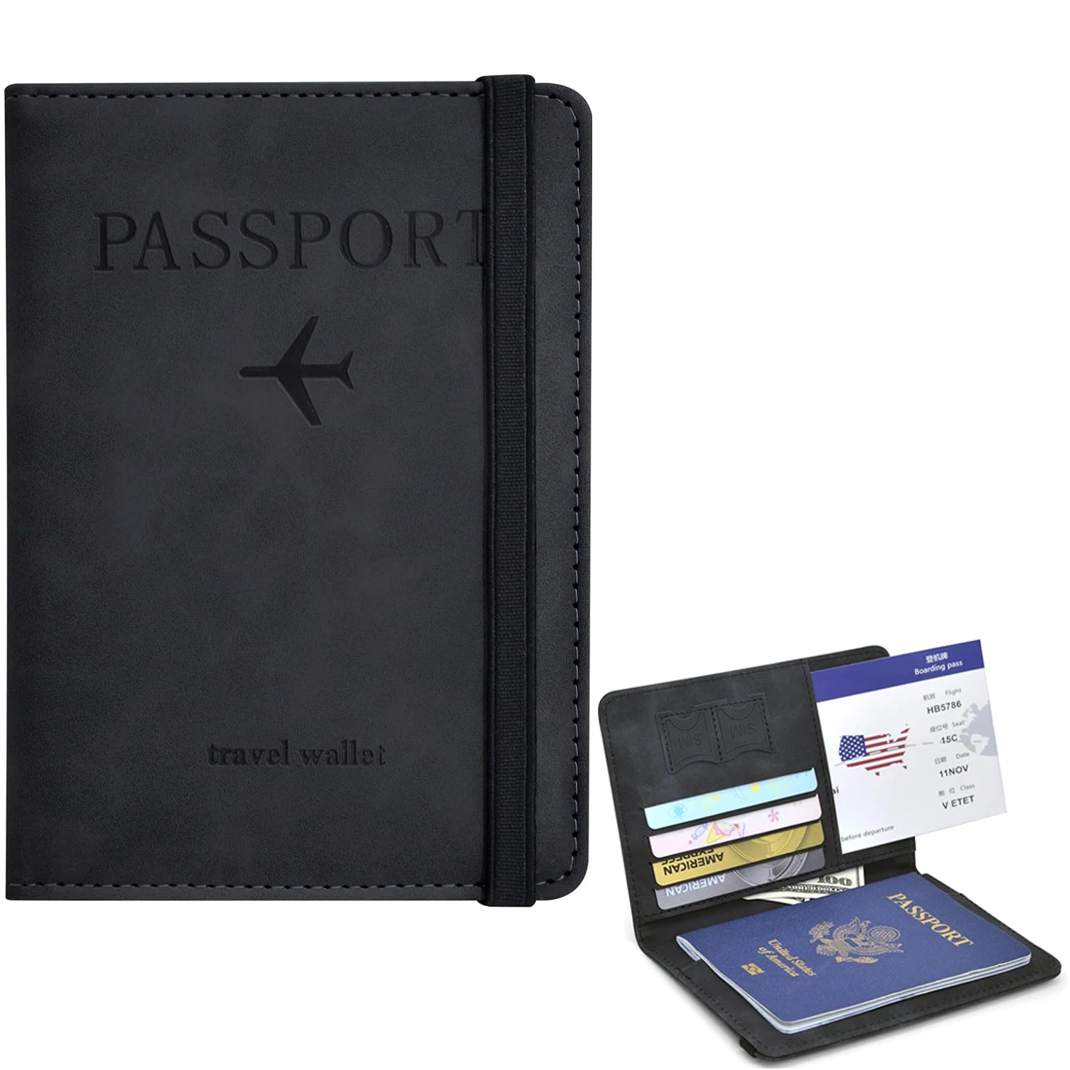 Passport Holder Wallet Cover Travel Essentials RFID Blocking Leather Card Case International Travel Accessories for Women/Men