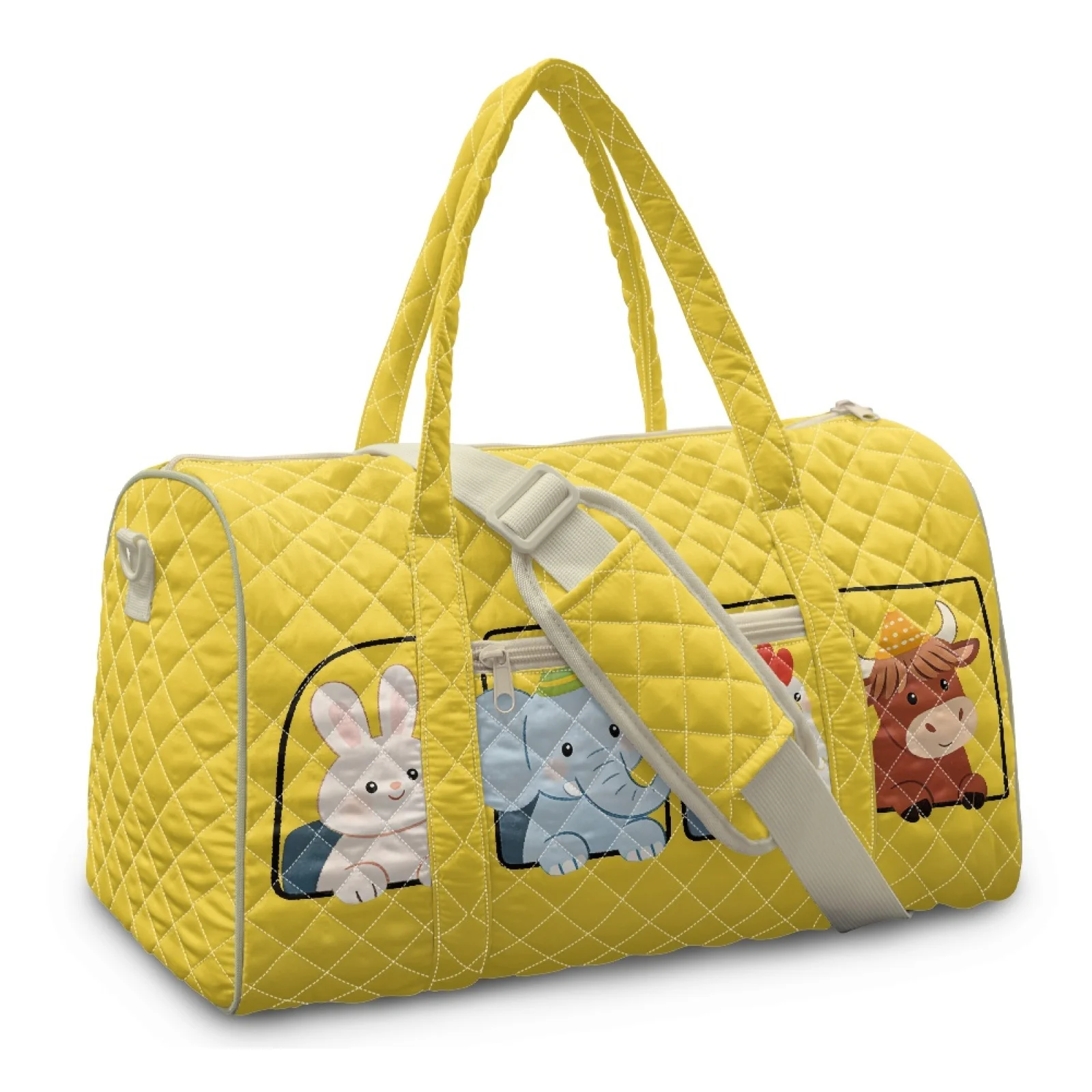 Coloranimal Cute Farm Animals Quilted Duffle Bag, Polyester Large Capacity Bag for Women, Casual Vacation Workout New Trend 2026