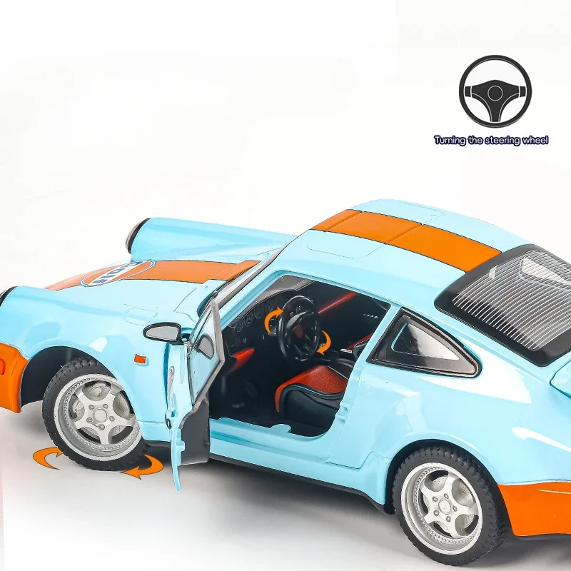 1:24 ポルシェ 964 カレラ RS 高シミュレーションダイキャストメタル合金モデルカーサウンドライトプルバックコレクション子供のおもちゃギフト