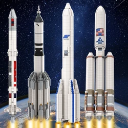 Space Rocket Building Blocks Falcon Heavy Rocket Bricks Material Launch Vehicle Model Bricks Kid Birthday Gifts Collectible Toys