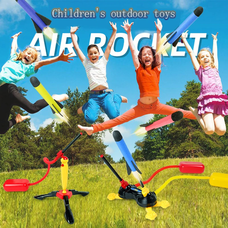 Kids Soaring Rocket Foot Launcher Flashing Light Eva Foam Cotton Missile Park Parent-child Interaction Outdoor Safety Toy Gift