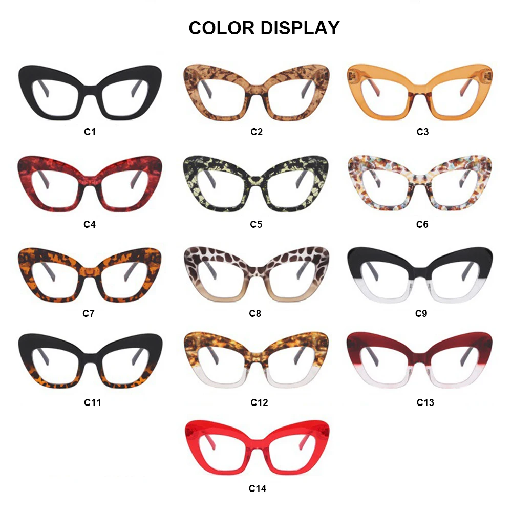 Cat Eye Anti Blue Light Eyewear Frame Women Oversized Vintage Clear Lens Leopard Eyeglasses Frame Computer Prescription Glasses