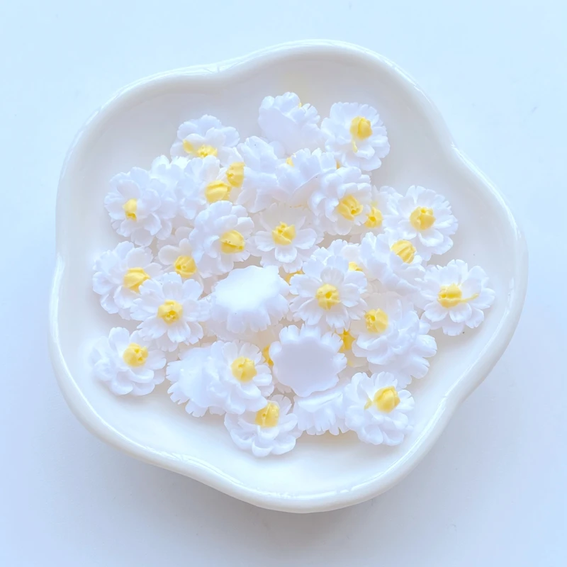 60Pcs New Cute Mini 12mm Small Flower Flat Back Resin Scrapbooking DIY Jewelry Craft Decoration Accessories