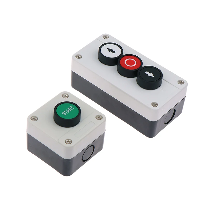 Caja de botones de Control Industrial de parada de emergencia, 1 unidad, con símbolo de flecha, arranque CNC, interruptor de botón impermeable autosellante
