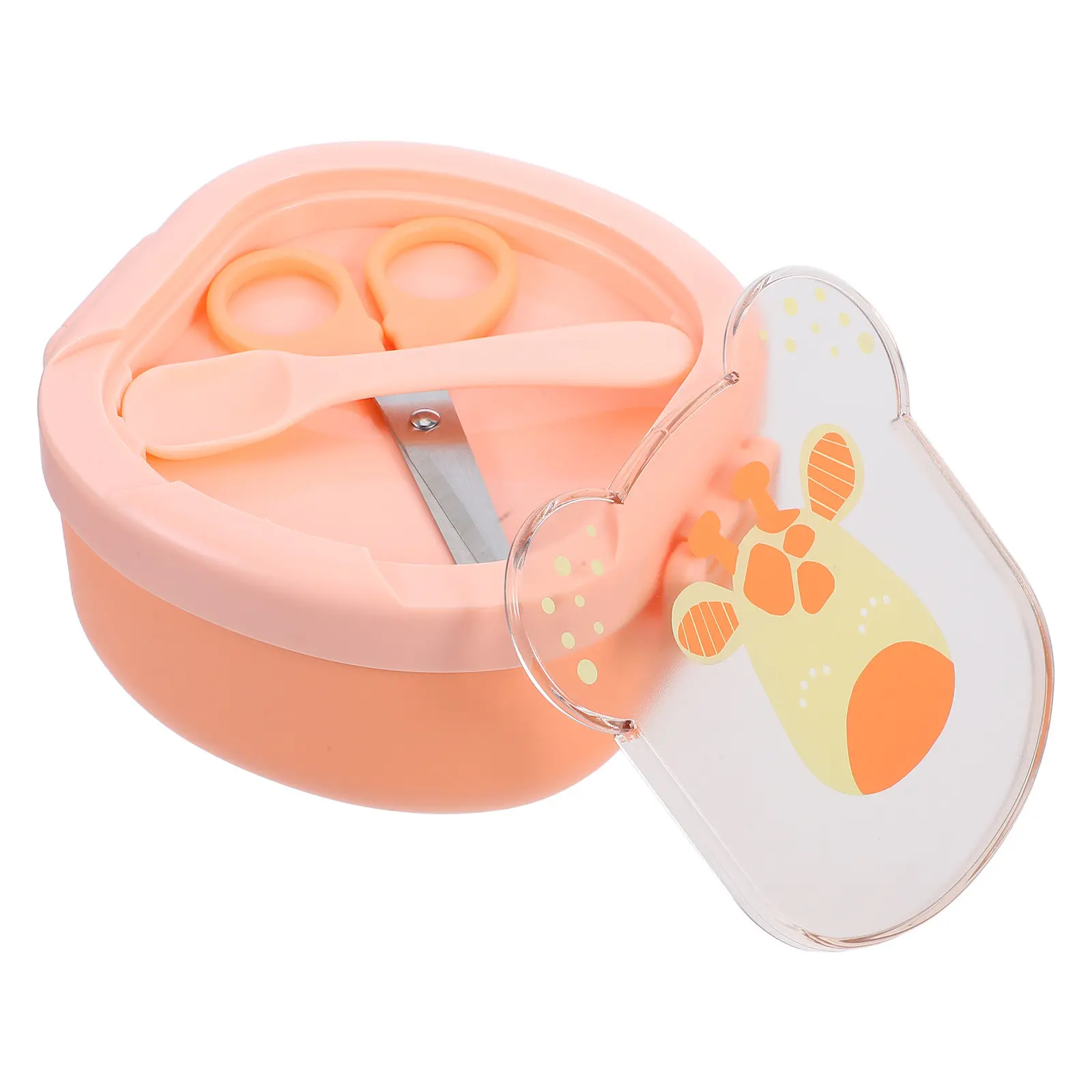 Portable Baby Feeding Set Suction Base Container Food Bowl Spoon Scissors Microwave Safe Dishwasher Friendly Travel