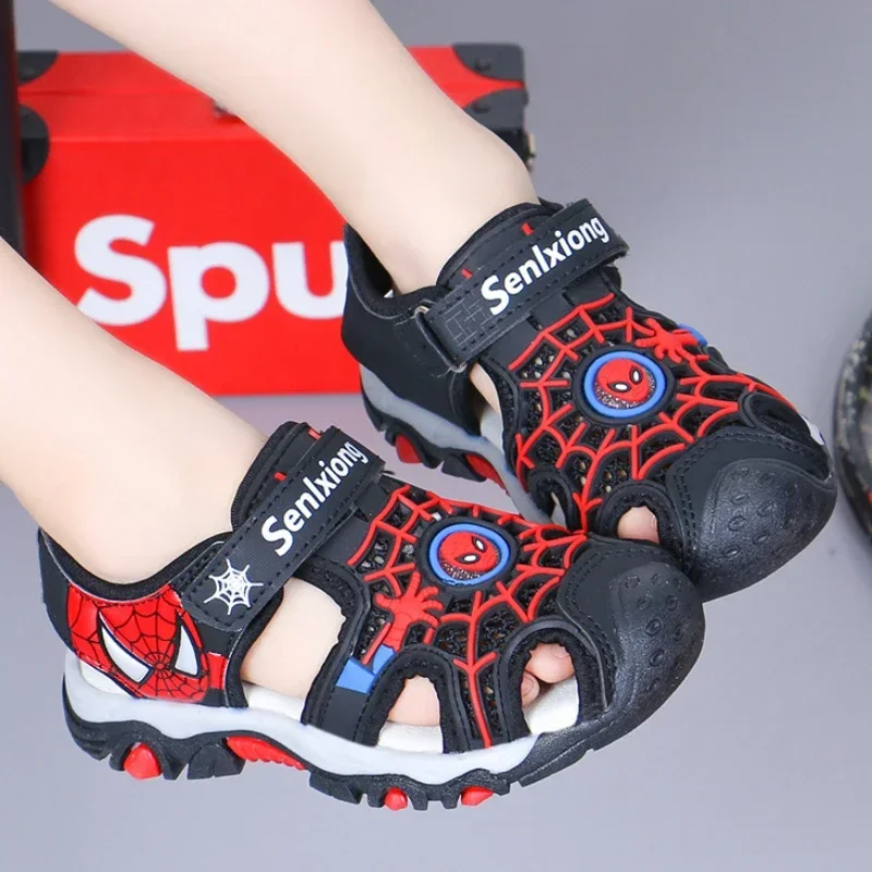 Disney Breathable Sport Sandals Summer Cartoon Spiderman Sandals for Boys Casual Beach Shoe Soft Sole Kids Shoes