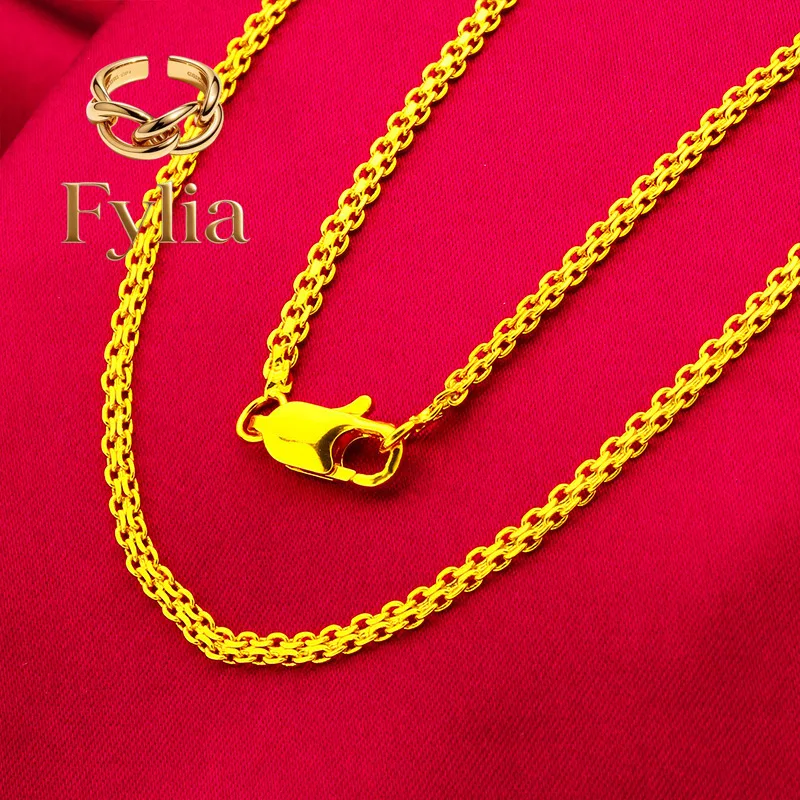 Fylia Jewelry   Double-Row Women's Fashion Necklace 45cm 60cm 24K Gold AU999 - 24K/AU999 pure gold, trendy double-row, 45cm dail