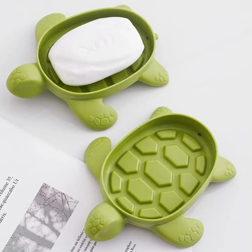 Easy Draining Soap Holder Anti-slip Soap Box Cute Turtle Shape Soap Holder Tray Anti-slip Bathroom Storage for Home for Shower