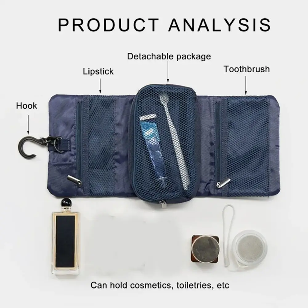 Japanese Style Snap Folding Toiletry Bag With Hook Space Saving Toiletries Storage Bag Hanging Convenient Men Cosmetic Bag Bath