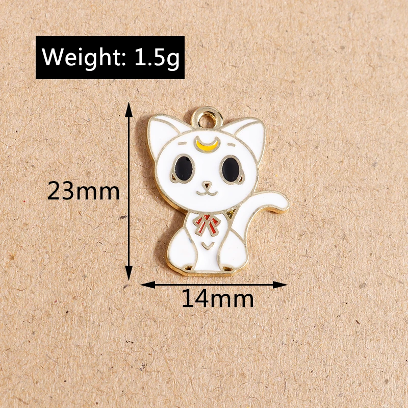 10 stücke Emaille Cartoon Tier Katze Charms Anhänger für Schmuck Herstellung Halskette Ohrringe DIY Armband Zubehör liefert – Detail 3