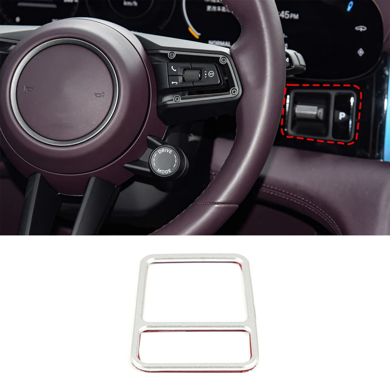 

For Porsche Taycan 2019-2022 Car Gear Frame Decorative Panel Stickers Aluminum Alloy Silver / Red Interior Accessories 1 Pcs