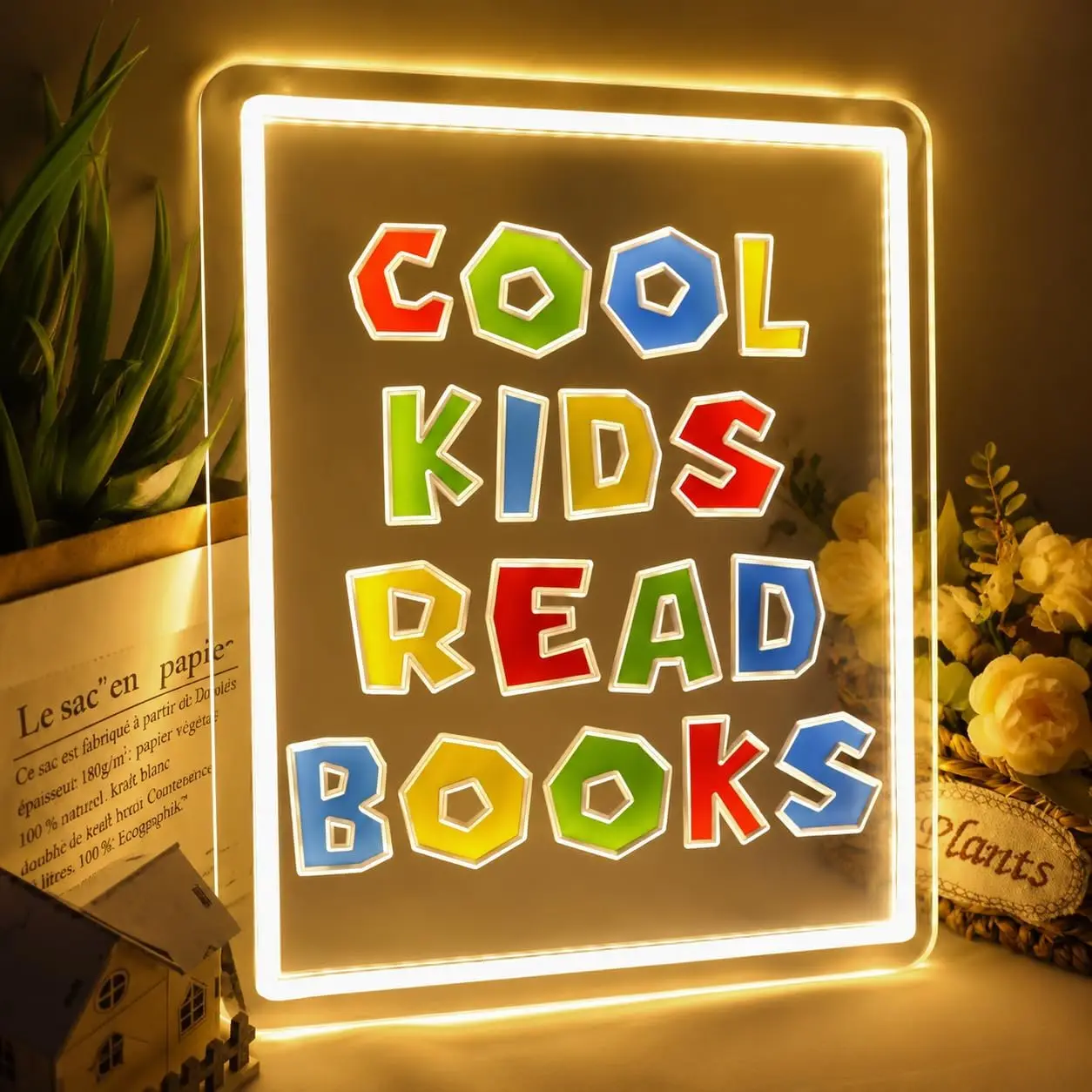 Cool Kids Read Books LED Neon Sign USB Powered Neon Light for Kids Room Classroom Playroom Decor Gift for Readers Book Lovers