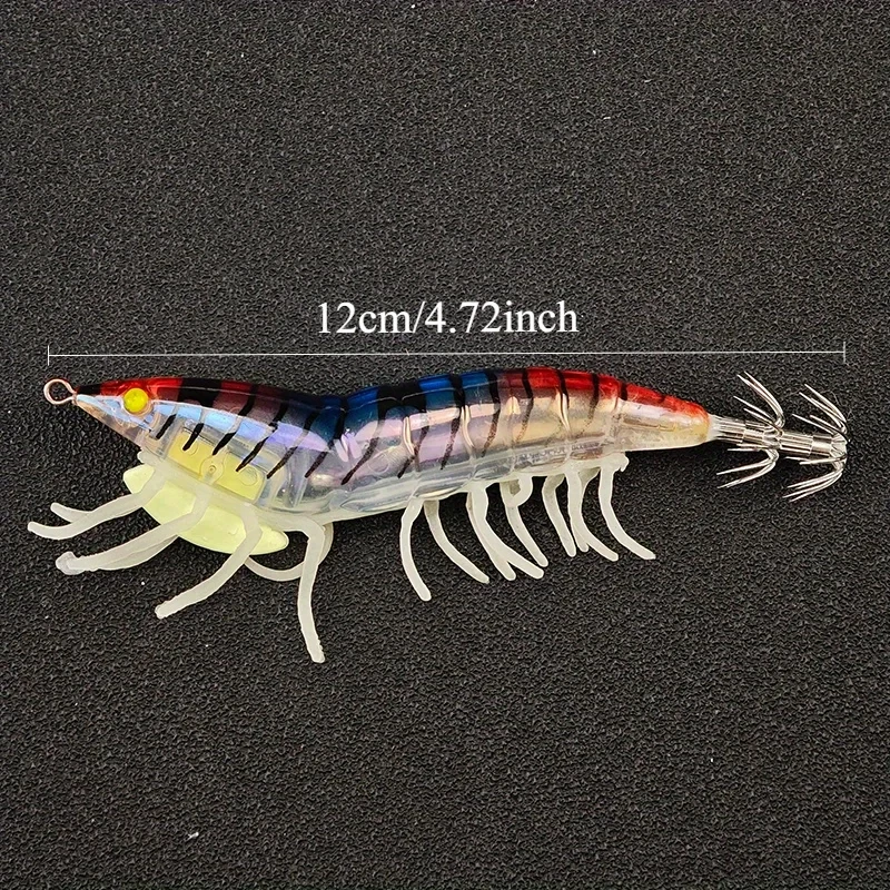 8 Stück/Set 12cm/27g Leuchtender Tintenfisch-Jig-Haken Garnelen-Köder Künstliche Angelzubehör Oktopus-Angelzubehör – Detail 2