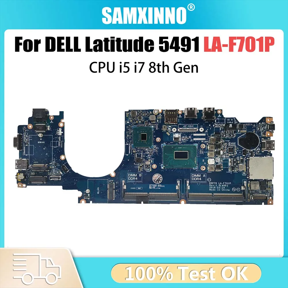 

DDP70 LA-F701P For Dell Latitude 5491 Laptop Mainboard 058YYD 04HYMM 061FGF CPU i5 i7 8th Gen Notebook Motherboard