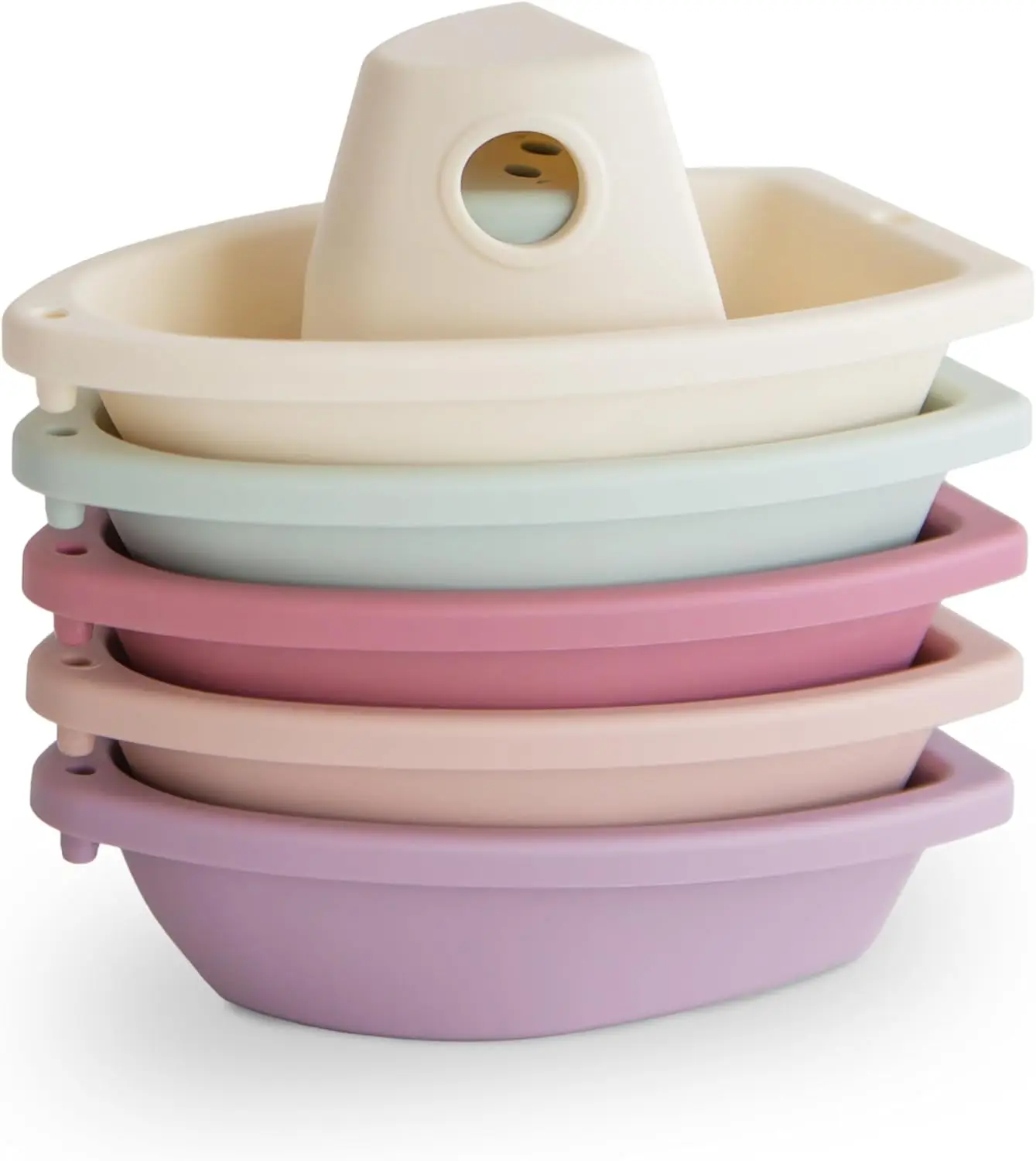 

Stackable Bath Boats Toy Set of 5, Floating Bathtub Toys for Baby & Toddler, BPA-Free, Made in Denmark