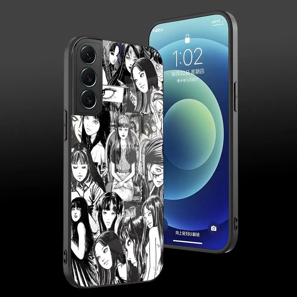 japan junji ito terror Phone Case for Samsung Galaxy S23 S24 S25 Ultra S21 S22 S20 Fe Plus A34 A54 A24 A52 A53 M54 Glass Cover