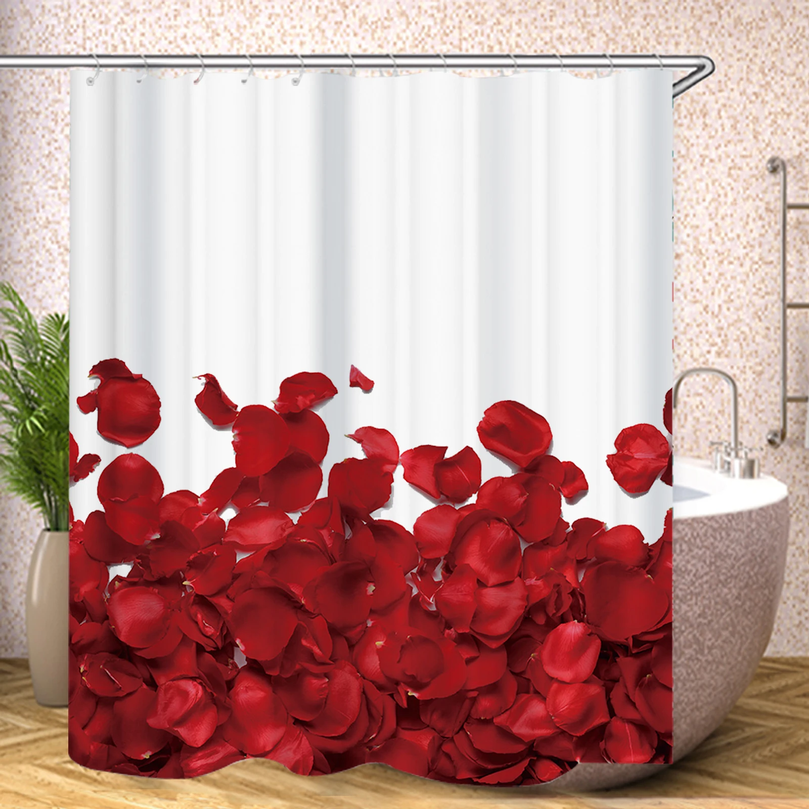 

Красная занавеска для душа с рисунком роз и подсолнухов, милые водонепроницаемые шторки для ванной, роскошный комплект для гостиной, набор аксессуаров для ванной комнаты