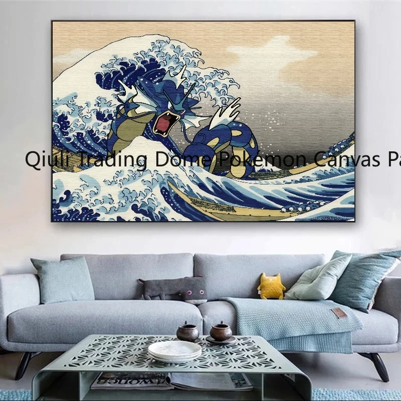 Poster Gyarados Ukiyo Kobe River Surfing berbintang malam peri Anime Anime lukisan kanvas kamar Modern Dekorasi Gambar hadiah