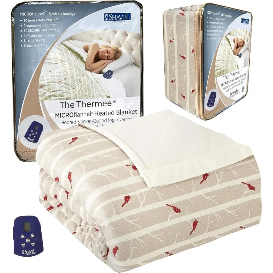 

Micro Flannel Blanket Full Size Heated Blanket with 10 Settings Programable Heating Blanket Luxuriously Soft Heated Throw Blank