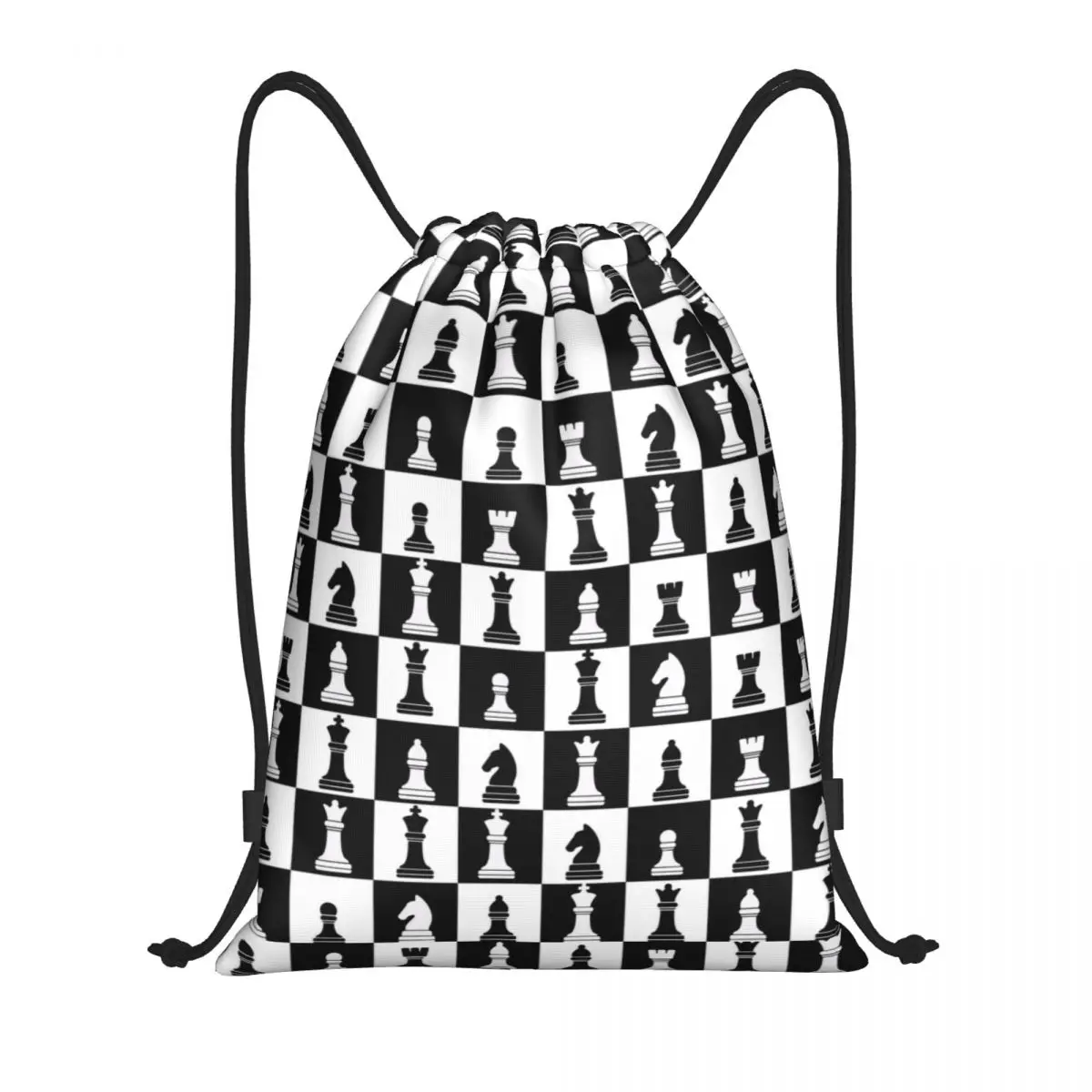 Custom Chess Checkerboard Drawstring Backpack Sports Gym Bag for Women Men Checkered Training Sackpack