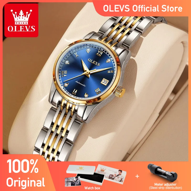 OLEVS Women Luxury Brand Automatic Mechanical Watch Waterproof Classic Steel Strap Mechanical Watch Gift For Women