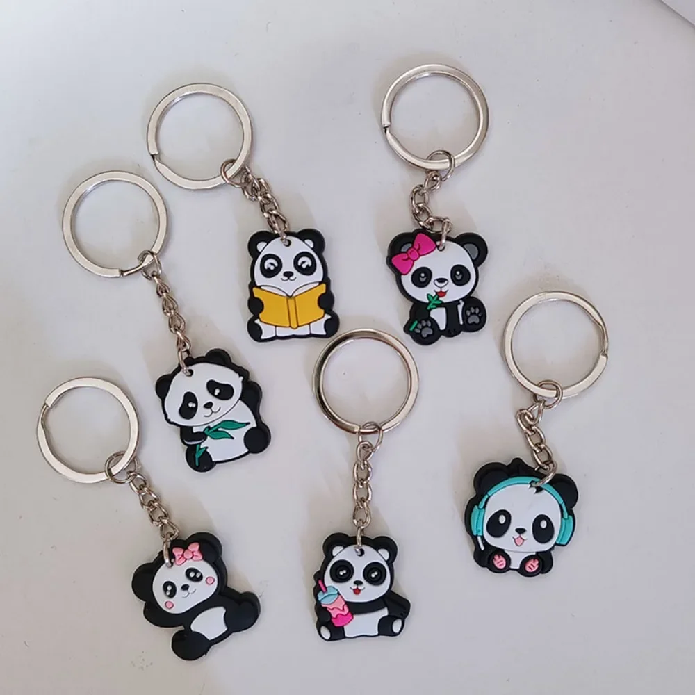 

6pc Cute PVC Lovely Panda Key Chain Car KeyRing Bag Pendant Art Course Souvenir Women Men Party Favors Gift for Child